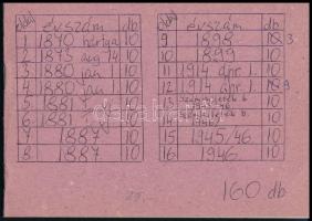 Kis okmánybélyeg gyűjtemény érdekességekkel, kis cserefüzetben