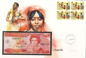 Kelet-Karibi Államok/Anguilla 1988. 1$ dekoratív, bankjegyes, bélyeges borítékon T:I