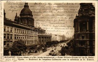 1924 Budapest VI. Vilmos Császár út (Bajcsy-Zsilinszky út), Szent István templom, villamosok