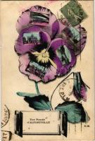 1924 Alfortville, Une Pensée. Art Nouveau montage. TCV card (EK)
