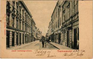 1902 Temesvár, Timisoara; Jenő herceg utca, Spitzer üzlete. Raschka kiadása / street view, shops (EK)