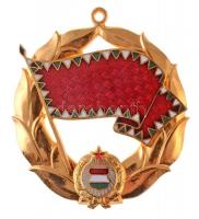 1957. Vörös Zászló Érdemrend aranyozott, zománcozott Br kitüntetés mellszalag nélkül T:1 Hungary 1957. Red Flag Order of Merit gold-plated enamelled Br decoration without ribbon C:UNC NMK 609.