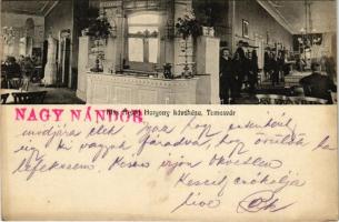 1911 Temesvár, Timisoara; Kiss Árpád Horgony kávéháza, belső pincérekkel és vendégekkel / café, interior with waiters and guests