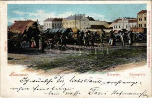 1900 Temesvár, Timisoara; Dózsa tér, piaci árusok. Uhrmann Henrik kiadása No. 6256. / square, street view, market vendors (EB)