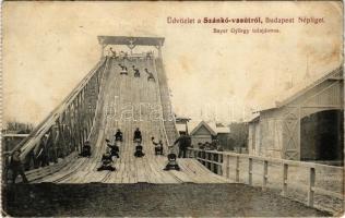 Budapest IX. Népliget, szánkó-vasút; Bayer György tulajdonos (kopott él / worn edge)