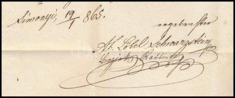 1865 Schwarzstein Ábrahám nagysimonyi rabbi által aláírt levél