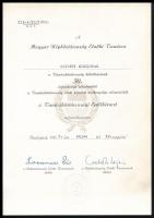 1969 Bp., A Magyar Népköztársaság Elnöki Tanácsa által adományozott tanácsköztársasági emlékérem oklevele, nyomtatott aláírásokkal