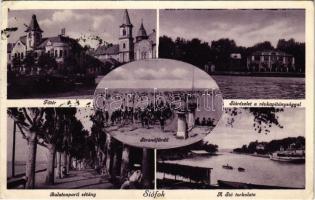 1932 Siófok, Fő tér, Balatonparti sétány, Sió torkolata, Rév kapitányság (EK)