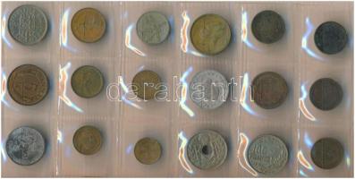 Vegyes 51 db-os érme tétel berakóban, benne többek között magyar, mexikói, dán, vietnámi és brit dar...
