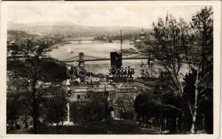 1933 Budapest I. Kilátás a Szent Gellért-hegyről, Lánchíd, Hegedűs villa