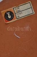 Bodrogkeresztúri mázas kerámia tál, jelzett, kézzel festett és matricás, apró lepattanással, d: 16,5...