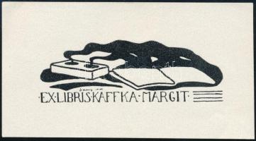 Sassy Attila (Aiglon) (1880-1967): Ex libris Kaffka Margit. Klisé, papír, jelzett és datált a klisén (Sassy 1906), 4,5x8 cm