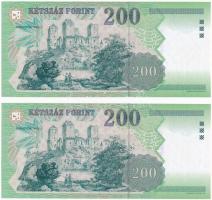2002. 200Ft "FB" (2x) sorszámkövetők T:I