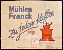 Deutschland - Grenze des Deutschen Reiches, Mühlen Franck kávéreklámmal, hatott, szakadással, 41×52 cm