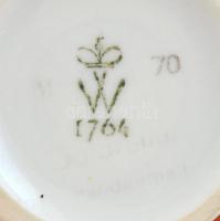 Germany aranyozott, sárkány mintás porcelán váza, kézzel festett, jelzett, kopásokkal, m: 17 cm + Ge...