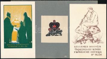 1940 (Dobi) Oláh István (1890-1944): össz. 5 db kisgrafika, ebből 2 db rézkarc, 3 db klisé, papír, 2...