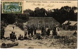 Brazzaville, Arrivée dune Caravane au DJoué / arrival of a Caravan to DJoué, Congolese folklore, Collection J. Haudy, TCV card