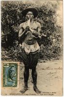 Brazzaville, Type de la Sangha / Congolese folklore, warrior, Collection J. Haudy, TCV card