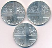 1976. 200Ft Ag (3xklf) "Magyar festők I. / Derkovits, Szinyei, Munkácsy" érmesor T:BU 
Ad...