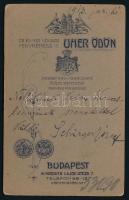 1913 Katonaportré (Schürger József), keményhátú fotó Uher Ödön budapesti műterméből, 10,5×6,5 cm
