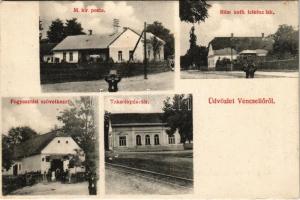 1917 Gávavencsellő, Vencsellő; M. kir. posta, Római katolikus lelkészlak, Takarékpénztár, vasúti pálya, Fogyasztási Szövetkezet üzlete. Szilágyi Arthur műintézetéből (ragasztónyom / glue mark)