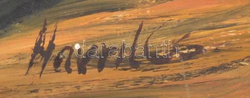 Harrits jelzéssel. Csendélet virágokkal és gyümölcsökkel. Olaj, farost, 56x39,5 cm