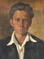 Olvashatatlan jelzéssel: Fiú portré. Olaj, vászon, datált (1950), 49,5x40,5 cm