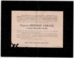 1896 Négyesi Szepessy Gézáné gyászjelentés