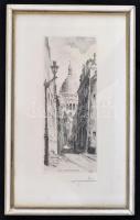 Léopold Robin (1877-1939): Párizs. Rézkarc, papír. J.n. Üvegezett keretben 6x14 cm
