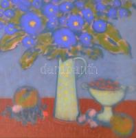 Böhm Lipót "Poldi" (1916-1995): Csendélet virágokkal és gyümölcsökkel. Pasztell, papír, je...