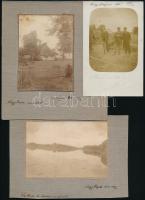1905-1911 Nagykapos, Szlovákia (Veľké Kapušany), 3 db tájkép, életkép, 11×8 és 14×9 cm