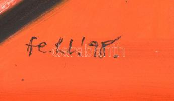 fe. Ll. '98 jelzéssel: Kompozíció maszkkal. Olaj, akvarell, papír, 70×50 cm