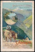 1900 2 db színes nyomtatvány: L Auvergne litho + Chamonix et le Mont Blanc