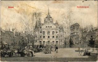 1908 Kassa, Kosice; Szabadság tér, kerekes kút, piac / square, market, well (Rb)