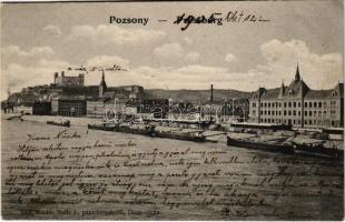 1905 Pozsony, Pressburg, Bratislava; Duna part, vár. Neffe J. kiadása / Danube quay, castle