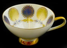 Gránit porcelán cukortartó, kézzel festett, jelzett, kopással 8x14 cm + Scherzer Bavaria Germany por...