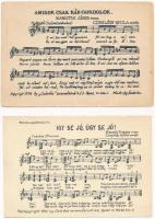3 db RÉGI magyar kottás motívum képeslap / 3 pre-1945 Hungarian music sheet motive postcards