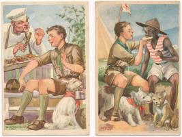 5 db RÉGI Cserkész Levelezőlapok Kiadóhivatal cserkész motívumlap, Márton L. szignóval / 5 pre-1945 ...