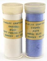 Kézműves ékszerzománcpor kétféle színben, kék és fehér, 2+2 uncia