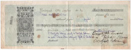 1926. Budapest 68.000K illetékbélyeggel, 20.000K váltó, kitöltött, névre szóló, 8.672.000K értékben ...