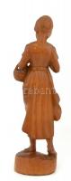 Olvasgató lány, faragott fa szobor, jelzés nélkül, hátoldalon kis hibával, m: 30,5 cm
