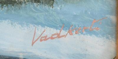 Vadkerti jelzéssel: Téli táj. Tempera, papír, Üvegezett keretben. 25x32 cm