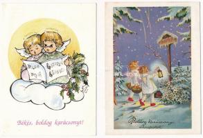 44 db MODERN motívum képeslap: grafikai üdvözlő (húsvét, karácsony) / 44 modern motive postcards: graphic greetings (Easter, Christmas)