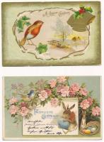 7 db RÉGI motívum képeslap: litho dombornyomott üdvözlőlapok / 7 pre-1945 art motive postcards: embo...