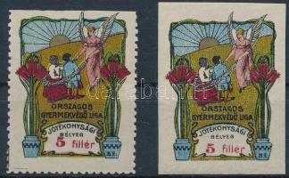 1910 Országos Gyermekvédő liga fogazott és vágott 5f jótékonysági bélyege