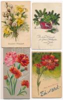 16 db RÉGI motívum képeslap: litho és dombornyomott üdvözlők / 16 pre-1945 motive postcards: embossed and litho greetings