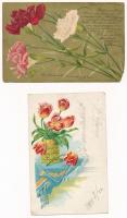 24 db RÉGI hosszúcímzéses motívum képeslap: litho és dombornyomott virágos üdvözlők / 24 pre-1905 mo...