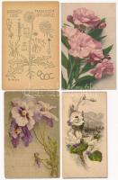 21 db RÉGI motívum képeslap: virágos üdvözlők / 21 pre-1945 motive postcards: flower greetings
