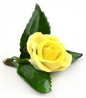 Herendi porcelán rózsa, kézzel festett, jelzett, hibátlan, 8×6×7,5 cm