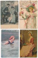 16 db RÉGI motívum képeslap: hölgyek / 16 pre-1945 motive postcards: ladies